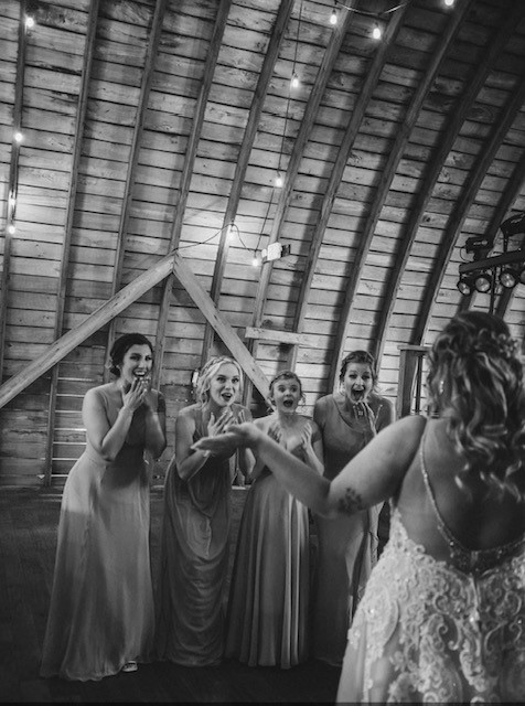 Bride and attendants at rustique barn may 22